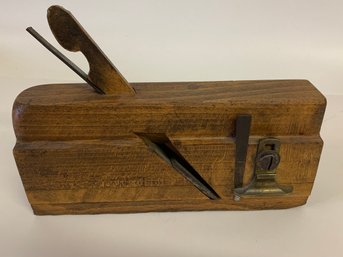 Antique Wooden Plane With Brass
