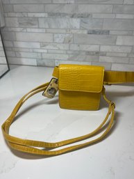 Fabulous Mustard Yellow Fanny Pack With Shoulder Straps, Chain And Belt Clasp