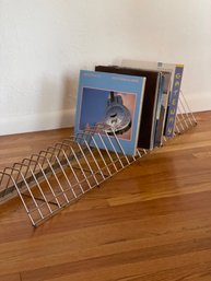 Gigunda Mid Century Modern Album Holder.  46 Inches Of LPS In Wire  Stand