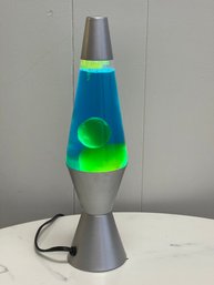 Retro Lava Lamp, Bright Blues And Greens 14.5 High X 4 Diameter