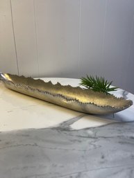 Very Large And Long Decorative Silver Platter With Jagged Edge.  26.5 X 5 Wide.