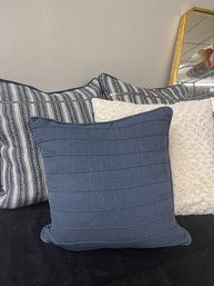 Designer Pillows, Serena And Lily Euros W/ Down Insert, Navy Canvas And Plush.   4 In All