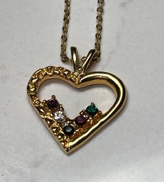 Vintage Avon Heart Mothers Necklace Marked 14K On Pendant
