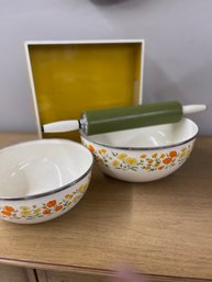 MCM Cookware Ensemble, Kobe Metal Mixing Bowls, Rolling Pin And West Elm Tray
