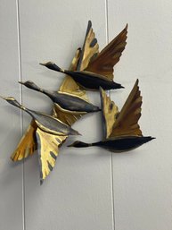 Brutalist Torch Fired Brass Flying Geese,  Very Mid Century Modern.