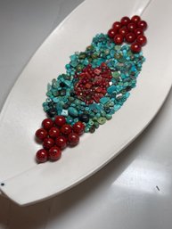 Semi Precious Gemstone Beads: Turquoise And Coral. #2  Variety Of Shapes And Sizes.