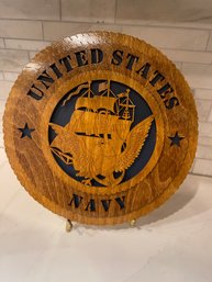 US Military 3d Laser Cut Wall Plaque, Etched Carved And Laser Cut:   US NAVY. 11 Inches