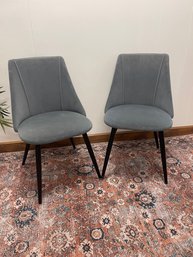 Gray Plush Velvet Dining Chairs/side Chairs.  Great Looking Set Of 2