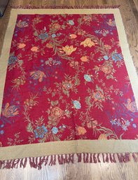 Gorgeous 100 Wool Tapestry/Throw.  Reversible With Fringe, Made In India  67 X 50