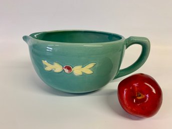 Vintage Coors Pottery Rosebud Design 12 Inch Teal Green Batter Bowl