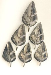 Large Pendant Silver /pewter  Leaves, Etched And Carved