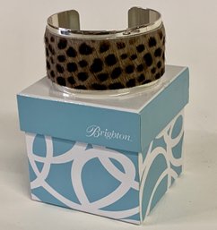 Brighton Savannah  Fierce Leopard Print Cuff / Bracelet Cowhide Hair / Silver Plated