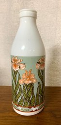 Vintage Egizia Milk Glass Milk Bottle With Flowers