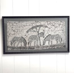 Stunning Batik Framed Zebras.     Awesome Framing 38.5 X 21