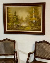 Large 44 X 31 Framed Forest Wall Art Signed