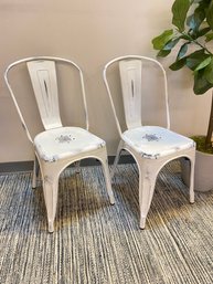 Pair Of Nice Metal Chairs With Distressing