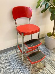 Classic Red Metal Step Stool By Stylair