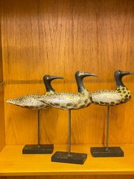 Three Decorative Wooden And Metal Birds