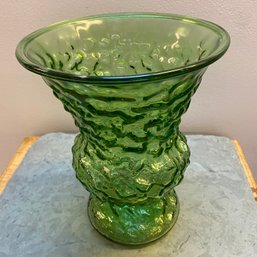 Large Vintage E O Brody Indiana Green Glass Vase 10tall