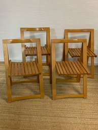 Set Of Four Wood Folding Chairs