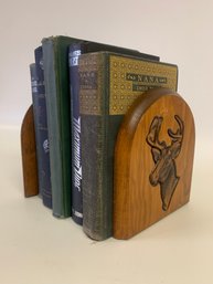 Vintage Wood Deer Bookends