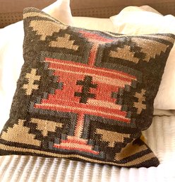 Turkish Kilim Pillow, Rich Vibrant Color And Texture. 16 X 16 With Insert.
