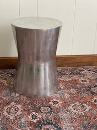 Mirrored Stainless Steel Or Chrome Side Table.  12.5 Diameter X 17 High