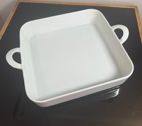 Pillyvuyt: High End French Porcelain Square Baking Pan  With Handles: Made In France