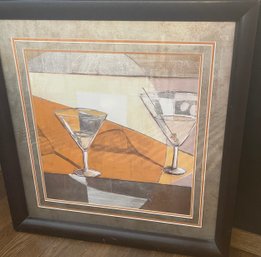 Contemporary Framed Artwork: Martinis In Chunky Black Frame
