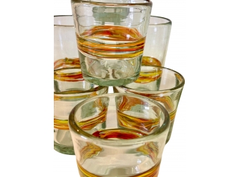 Hand Blown Vintage Double Old Fashioned Bar Ware Drinking Glasses