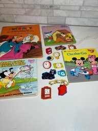 A Dose Of Vintage Disney,  3 Hard Back Books, Donald Wood Cut Out, A Goofy Plush Et