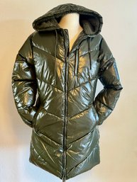 Long Olive Colored Winter Coat Size S