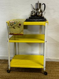Vintage Yellow Metal Utility Cart 3 Tier
