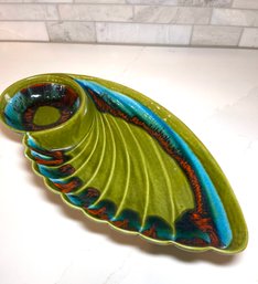 Beautiful California Pottery Chip And Dip Bowl.  R-134  Beautiful Vibrant Colors.