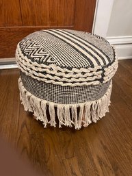 Cozy Woven Black And White Ottoman/footstool