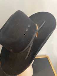Rockmount Black Rodeo Junior Hat With Leather Cord. Size Large