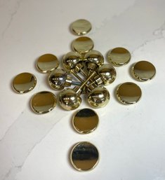 Mid Century Modern Cabinet Hardware, Brass Spheres And Concave Disc.