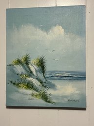 Signed Seaside Oil Painting