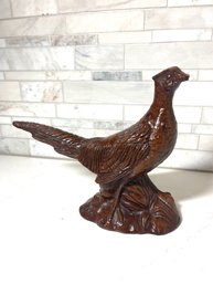 Vintage Hand Carved Wood Pheasant, Great Carving Detail!