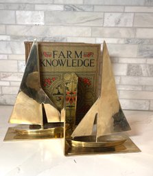 Solid Brass Sailboat Bookends- Heavy