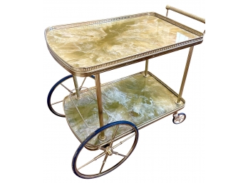Vintage French Rolling Tea Cart/bar Cart   A  Hollywood Regency Showstopper For Sure!