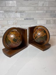 Old World Spinning Globe Book Ends, A Pair