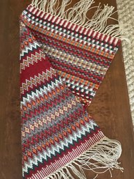 Hand Woven Tapestry  Rug Runner With Hand Knotted Fringe, Reversible