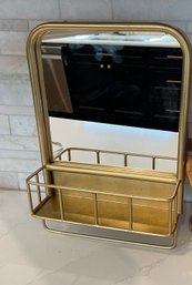 Perfect 'small Spaces ' Brass Mirror  With Cage And Rack.