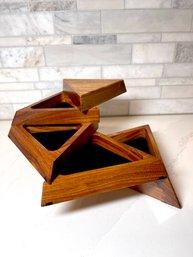Showstopper!  Signed Handcrafted Pivoting Pyramid/triangular Box, Watson Woodworkers.