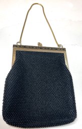 Tis The Season- Fabulous Beaded Evening Bag With Engraved Gold Top And Gold Chain.