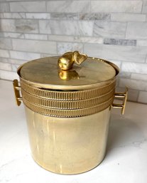 Heavy Duty Brass Double Walled Vintage Ice Bucket With Pear Finish/knob