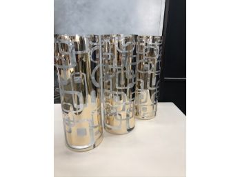 Large Designer Hurricane Vases, Set Of 3