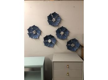 Blue Metal Flowers, Wall Decor