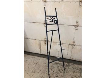 Vintage Easel With Ornate Brass Brackets,  Footing And Caps.